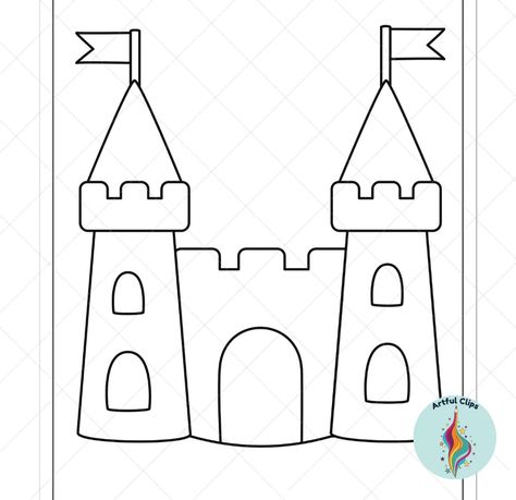 Sandcastle Template Set: Black and White Outlines for Crafts Sandcastle Craft, Castle Template, Arts And Crafts Activities, Balloon Template, Felt Books, Theme Activity, Cement Crafts, Diy Crafts For Kids Easy, Sand Castle