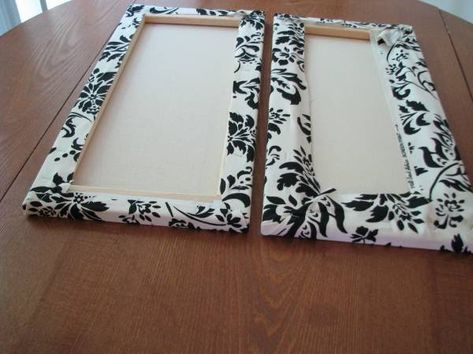 Kitchen Art Diy, Fabric Covered Canvas, Cheap Headboard, Cheap Diy Headboard, Fabric Covered Walls, Fabric Wall Hanging, Canvas Wall Hanging, Diy Headboard, Fabric Wall Art