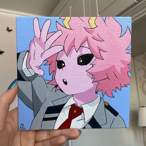 Mina Ashido from My Hero Academia Mina Ashido, Art Painting Tools, Animation Art Sketches, Disney Art Drawings, Simple Canvas Paintings, Anime Canvas Art, Midoriya Izuku, Canvas Drawings, Anime Decor