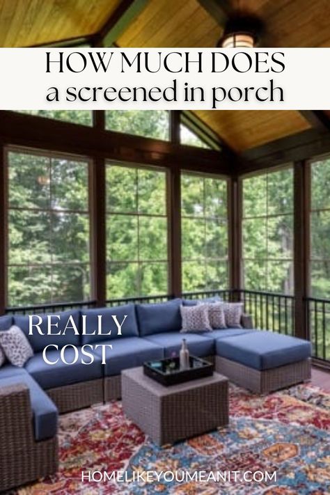 Screened in porches are great for entertaining, add a ton of value to your home and are ideal for enjoying the outdoors, bug-free. In my 15+ years of carpentry and running my general contracting business, nothing stumps homeowners more than the sticker shock they receive when they inquire about a screened in porch. Because it’s hard to find accurate pricing estimates online, I thought this post on typical screened porch costs would be helpful. Add A Screened In Porch, How To Build Screened In Porch, Screened In Porch Side Of House, Wrap Around Screened In Porch, Dog Friendly Screened In Porch, Small Screened Porch Designs, Ez Breeze Windows Screened In Porch, Ez Breeze Screened Porches, Screened In Porch On Deck