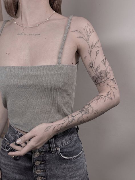 Minimalist Arm Tattoo, Unique Minimalist Tattoo, Arm Wrap Tattoo, Around Arm Tattoo, Wrap Tattoo, Native Tattoos, Full Arm Tattoos, Vine Tattoos, Floral Tattoo Sleeve