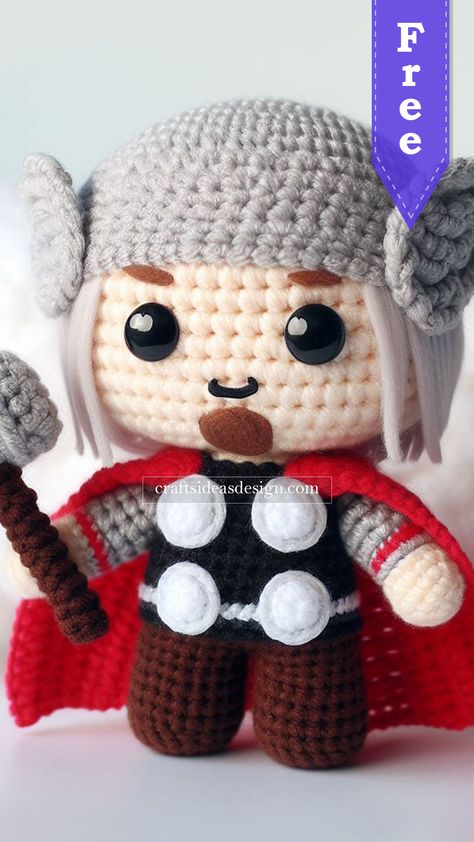 Thor Amigurumi - Free Pattern Disney Crochet Patterns, Crochet Snowman, Crochet Disney, Crochet Animals Free Patterns, I Love This Yarn, Crochet Amigurumi Free, Crochet Christmas Ornaments, Fun Crochet Projects, Amigurumi Free