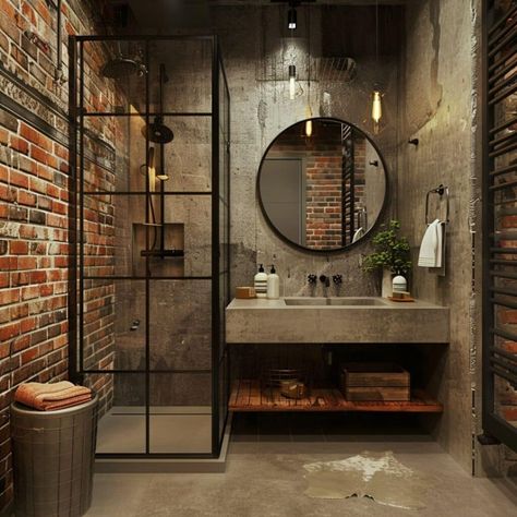 Manhattan Apartment Bathroom, Industrial Loft Bathroom, Industrial Modern Interior, Bathroom Industrial Style, Industrial Modern Bathroom, Industrial Modern Bedroom, Industrial Style Interior Design, Modern Industrial Living Room, Modern Interior Design Ideas