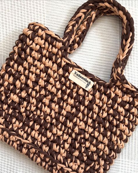 brownish TWINNY BAG made out of recycled textile yarn @hoooked.zpagetti 🧸 available (this bag size is between midi and maxi) 25 x 35 cm 2 handles . #crochet #crochetofinstagram #crocheting #crochetlove #crochetlover #crochetaddiction #crochetlife #crochetdaily #crochetinspiration #crochetinspo #crochetsomethingcute #crochetbusiness #smallbusinessowner #crochetpattern #fy #fypシ #crochetdiy #crochetbeginner #valentinart Crochet Business, Crochet Inspo, Crochet Lovers, Diy Crochet Projects, Crochet For Beginners, Diy Crochet, Crochet Bag, Bag Making, Making Out