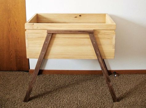 handmade wood bassinet Wooden Bassinet, Wood Bassinet, Modern Bassinet, Baby Cradles, Handmade Crib, Diy Crib, Wood Stains, Baby Cradle, Baby Bassinet