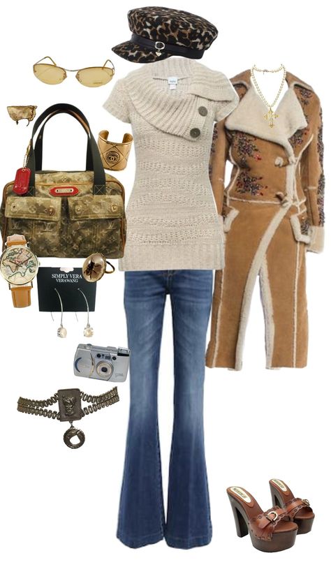 cool y2k mom airport outfit polyvore #y2k #airportoutfit #oufit Y2k Airport Outfit, Mom Airport Outfit, Y2k Mom Outfits, 2000s Y2k Outfits, Mom Outfits Fall, Air Port Outfit, Outfit Polyvore, 2000s Fashion Outfits, Y2k Outfits