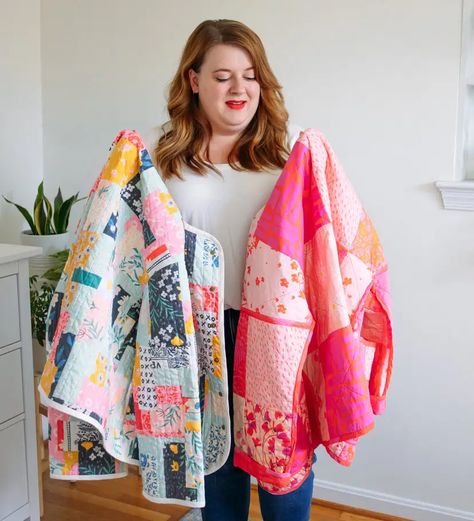 Sew A Quilted Jacket, Quilted Tops For Women, Turn A Quilt Into A Jacket, Patchwork Quilt Jacket Pattern, Plus Size Quilted Jacket, Uses For Old Quilts Ideas, Quilt Recycle Projects, Quilted Jacket From Sweatshirt, How To Make A Quilt Jacket