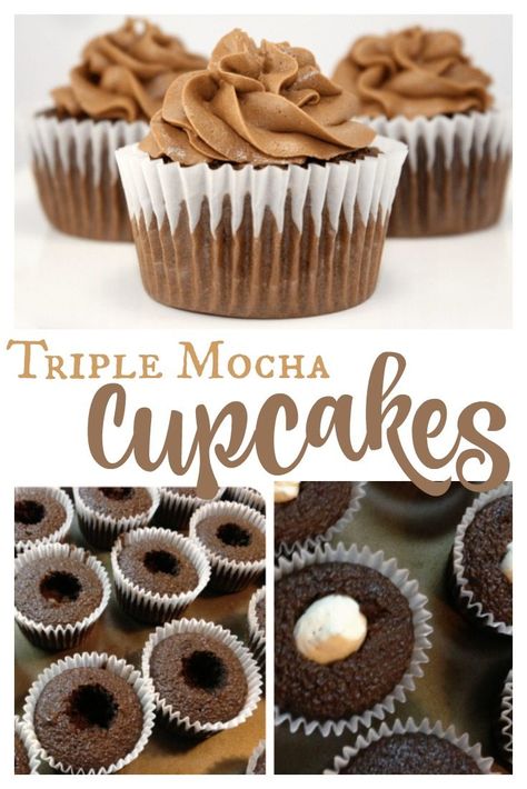 These Mocha Cupcakes have a mocha cream cheese filling and sweet mocha buttercream frosting. Delicious mocha cupcakes to satisfy any chocolate lover! Pumpkin Spice Coffee Recipe, Large Cupcake Cakes, Mocha Buttercream Frosting, Mocha Buttercream, Cream Filled Cupcakes, Mocha Cream, Mocha Cupcakes, Coffee Cupcakes, Chocolate Candy Recipes