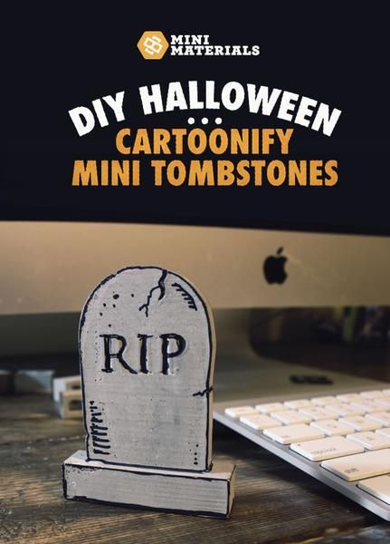 DIY Halloween Cartoonify mini tombstones | Mini Materials Halloween Fairy Garden, Pallet Coasters, Pallet Crates, Infographic Inspiration, Cinder Blocks, Halloween Fairy, Mini Diy, Halloween Miniatures, Comic Book Style