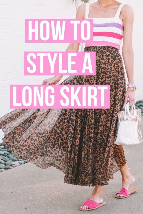 how to style a long skirt, how to wear a midi skirt, how to wear a maxi skirt, post with details about styling a midi and maxi skirt #midiskirt #maxiskirt #longskirt How To Style A Full Maxi Skirt, Tops To Wear With Maxi Skirts, How To Wear Skirts In Summer, What To Wear With Maxi Skirt, How To Wear A Long Skirt, How To Style A Long Skirt Casual, How To Wear Midi Skirt, What To Wear With Long Skirts, Versatile Lined Maxi Skirt For Day Out