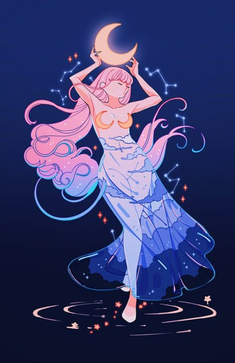 meyo 🌸 on X: "moon maiden " / X Dreamy Art, Cute Cartoon Wallpapers, Art Reference Poses, Pretty Art, Pink Hair, Character Design Inspiration, Drawing Inspiration, Music Art, Aesthetic Art