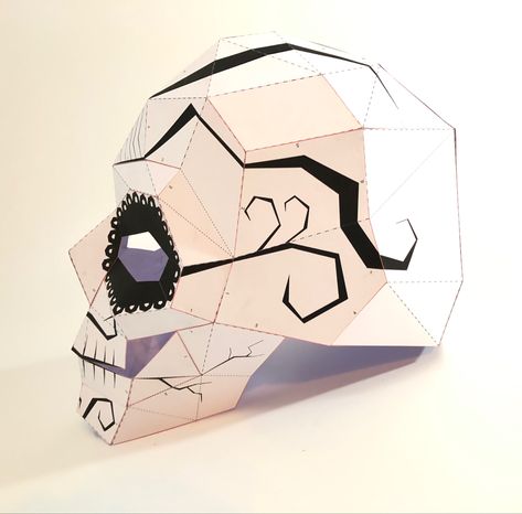 Diy Sugar Skull, Halloween Fest, Mask Diy, Paper Mask, Paper Model, Costume Hats, Nov 1, Paper Models, Low Poly