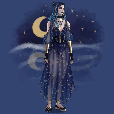 Water Genasi Druid, Stars Druid, Water Genasi, Dnd Cleric, Curse Of Strahd, Dnd Druid, Arcane Trickster, Character Prompts, Star Wars Characters Pictures