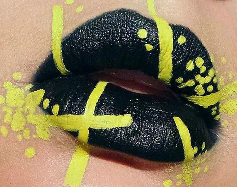 Mackup Look, Tape Makeup, Caution Tape, Lip Tutorial, Nice Lips, Lipstick Art, Unique Makeup, Lip Art, Makeup Goals