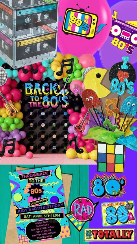 80s Birthday Party 80s Birthday Decorations, 80s Birthday Party, 1980s Theme, 80s Birthday, 80s Birthday Parties, Throwback Party, 80s Throwback, 1980s Party, 80s Party