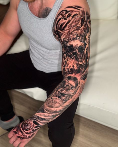 I couldn’t be more excited to be working on this full sleeve tattoo! Let me know your thoughts on the progress so far ☠️ Full Sleeve Tattoo Men, Full Arm Tattoo Men Sleeve Ideas, Men’s Full Sleeve Tattoo, Full Sleeve Tattoos For Guys, Mens Full Sleeve Tattoo, Full Tattoo, Full Arm Tattoos, Full Sleeve Tattoos, Full Sleeve Tattoo