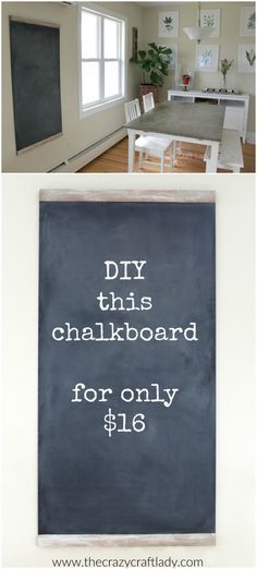 Chalkboards are so popular in home decor right now! DIY this large chalkboard for only $16. Farmhouse Style Trim, Chalkboard Crafts, Large Chalkboard, Travel Crafts, Chalkboard Ideas, Chalkboard Designs, Signs Diy, Diy Chalkboard, School Things