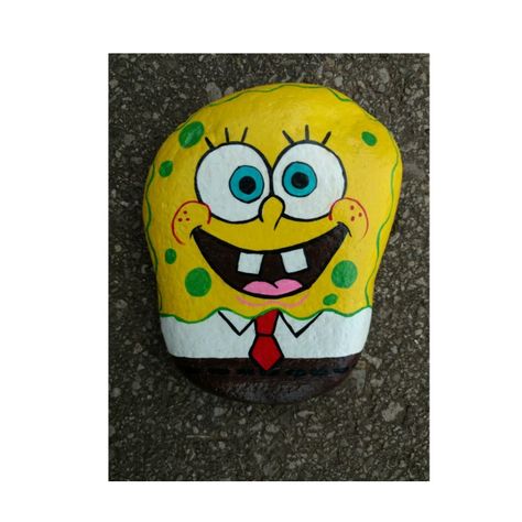 SpongeBob SquarePants rock painting Spongebob Painted Rocks, Spongebob Rock Painting, Plankton Rock Painting, Acrylic Painting Spongebob, Rock Painting Sponge Bob, Spung Bob Paintings, Bob Rock, Paint Rocks, Art Stone