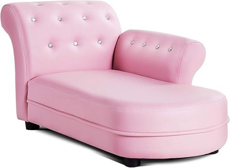 HONEY JOY Kids Sofa, Princess Chaise Lounge Armchair w/Embedded Crystal, Upholstered Long Lounger for Toddler Baby Girl Boy, Children Bedroom Living Room Furniture Baby Sofa Chair, Couch Room, Toddler Couch, Baby Couch, Kids Sofa Chair, Baby Sofa, Sofa Armrest, Kids Couch, Upholstered Chaise Lounge