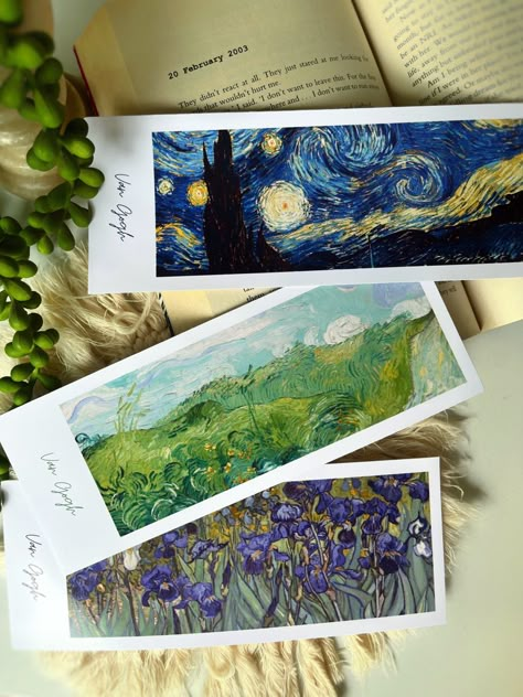 Van Gogh Bookmarks, Bookmark Painting, Crafts Bookmarks, Handmade Bookmarks Diy, Bookmarks Diy, Diy Crafts Bookmarks, Ideas Para Dibujos, Creative Bookmarks, Bookmark Craft