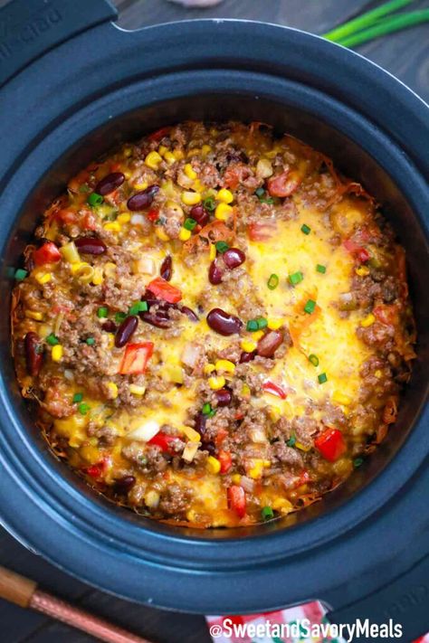 Taco Casserole With Rice, Salsa Peppers, Sweet Potato Casserole Crock Pot, Casserole With Rice, Slow Cooker Taco, Slow Cooker Ground Beef, Ground Beef And Rice, Slow Cooker Casserole, Crock Pot Tacos