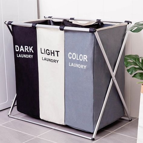 A labeled laundry hamper because you will never bother to separate your clothing on laundry day, so you might as well do it ahead of time. Large Laundry Hamper, Laundry Sorting, Oxford Bags, Laundry Basket Organization, Dirty Clothes Storage, Laundry Sorter, Closet Organizing Systems, Folding Laundry, Clothes Basket