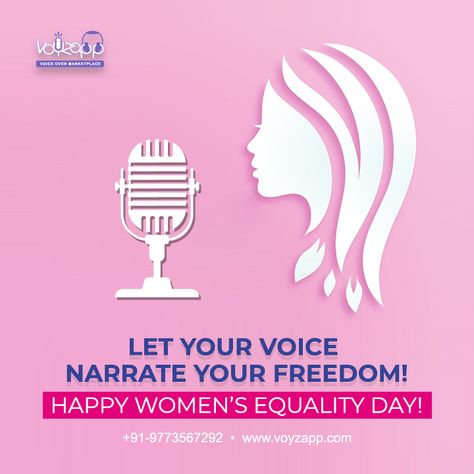 Female voice over artists are not only demonstrating their talent and versatility but are also setting new bench marks in the A-V industry! A loud shout out to all female voice actors on this day! #womenequalityday #voyzapp #voiceover #voiceartist #voice #recording Womens Equality, Voice Recording, Human Voice, Happy Women, Voice Actor, Your Voice, Shout Out, The Voice, Bench