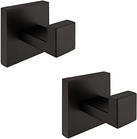 Amazon.com: Nolimas 2 Pack Matte Black Towel Hook Stainless Steel Bathroom Rustproof Clothes Towel Coat Hook Wall Mounted Square Toilet Kitchen Heavy Duty Door Hanger : Everything Else Black Towel Hooks, Bathroom Robe Hooks, Black Bathroom Hardware, Bath Towel Hooks, Coat Hooks Wall Mounted, Bathroom Towel Hooks, Granite Vanity Tops, Cultured Marble Vanity Top, Matte Black Bathroom