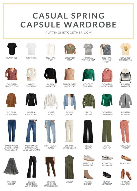 Spring Capsule Wardrobe Spring Capsule Wardrobe Casual, Casual Spring Capsule Wardrobe, Capsule Wardrobe Examples, Packing Capsule Wardrobe, Nursing Friendly Outfits, Athleisure Capsule Wardrobe, Casual Work Style, Classic Work Outfits, Full Closet