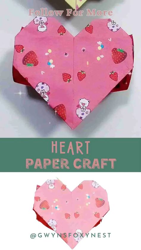 DIY Origami Tutorial heart Intricate Origami, Valentines Origami, Hearts Paper Crafts, Origami Tutorials, Christmas Bookmarks, Gift Card Envelope, Captivating Art, Valentines Patterns, Paper Craft Tutorials