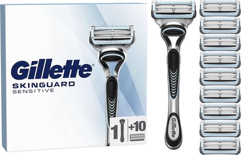 Gillette SkinGuard Sensitive Men’s Razor, Shaving Razor for Men with Skin Irritation, 1 Handle, 10 Blade Refills Sensitive Men, Skin Care Salon, Dermatological Skin Care, Shaving Razor, Skin Irritation, Fashion Toys, Men Care, Men's Grooming, Irritated Skin