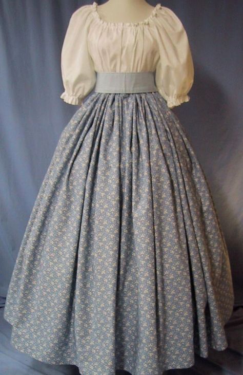 1800s Skirt, Pioneer Clothing, Pioneer Dress, 1800s Fashion, Victorian Dresses, Wedgwood Blue, Old Fashion Dresses, Old Dresses, School Play