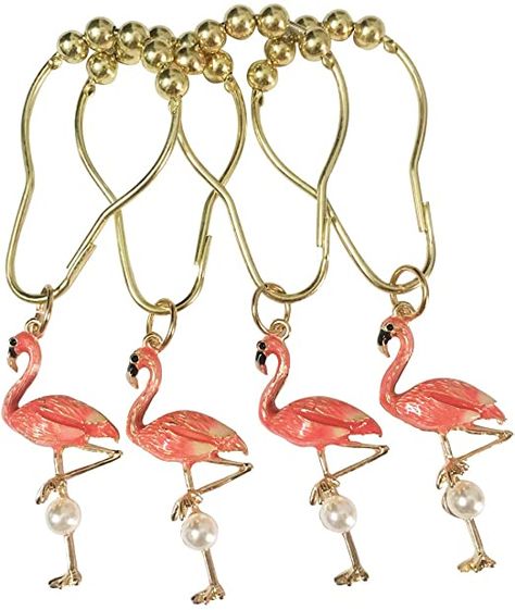 ZILucky Set of 12 Flamingo Shower Curtain Hooks Decorative Home Bathroom Stainless Steel Rustproof Shower Curtain Rings Decor Accessories (Flamingo) Flamingo Bathroom, Flamingo Shower Curtain, Balcony Curtains, Curtain Hangers, Curtain Rings, Shower Curtain Decor, Bathtub Accessories, Shower Curtain Hooks, Shower Curtain Rings