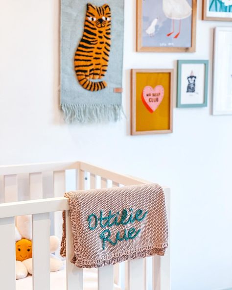 Zoë Sugg’s Instagram profile post: “Still so obsessed with Otties bedroom! With the door open whenever we walk past this is what I see and it always makes me smile. Excited…” Colourful Nursery Ideas, Eclectic Baby Nursery, Vintage Boys Room, Nursery Colorful, Colourful Nursery, Small Room Nursery, Nursery Color Scheme, Funky Room, Retro Nursery