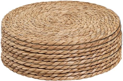 Amazon.com: Defined Deco Woven Placemats Set of 10,12" Round Rattan Placemats,Natural Hand-Woven Water Hyacinth Placemats,Farmhouse Weave Place Mats,Rustic Braided Wicker Table Mats for Dining Table,Home,Wedding. : Home & Kitchen Rattan Placemats, Wicker Placemats, Farmhouse Table Runners, Wicker Table, Mantel Redondo, Woven Placemats, Water Hyacinth, Place Mats, Linen Placemats