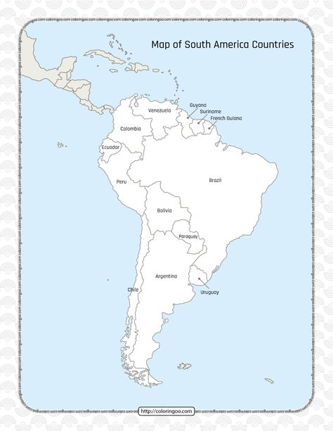 South America Map Printable, North And South America Map, Fall Banner Printable, South America Countries, Map America, Map Of South America, Map Quiz, South America Map, Europe Countries