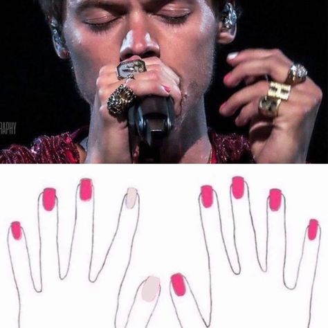 Harry Styles With Nail Polish, Harry Styles Pleasing Nails, Harry Style Inspired Nails, Harry Nails Inspired, Nail Inspo Harry Styles, Harry Nails Styles, Harry Styles Nails Inspired Love On Tour, Harry Coded Nails, Nail Ideas Harry Styles