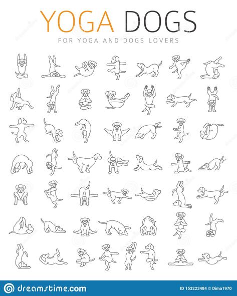 Yoga Dog Tattoo, Animal Yoga Illustration, Dog Stretching Drawing, Dog Poses Illustration, Yoga Poses Tattoo, Yoga Dog Illustration, Dog Stretching Tattoo, Yoga Illustration Funny, Puppy Yoga Aesthetic