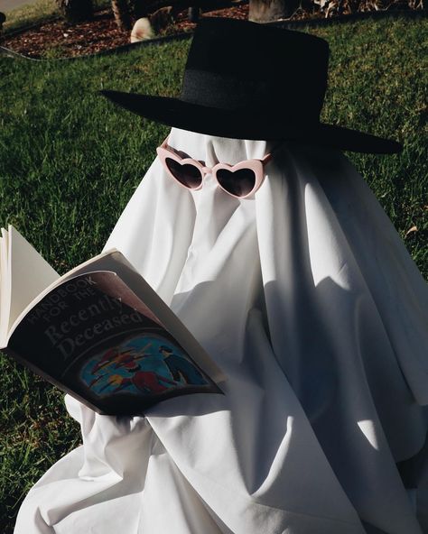 Being a teenager in and of itself can be spooky, but here are 60 alternatives to channel this Halloween. No need to scour the internet or pay a visit to any Ghost Costume, A Ghost, A Black, Ghost, Sunglasses, Reading, Halloween, White, Black