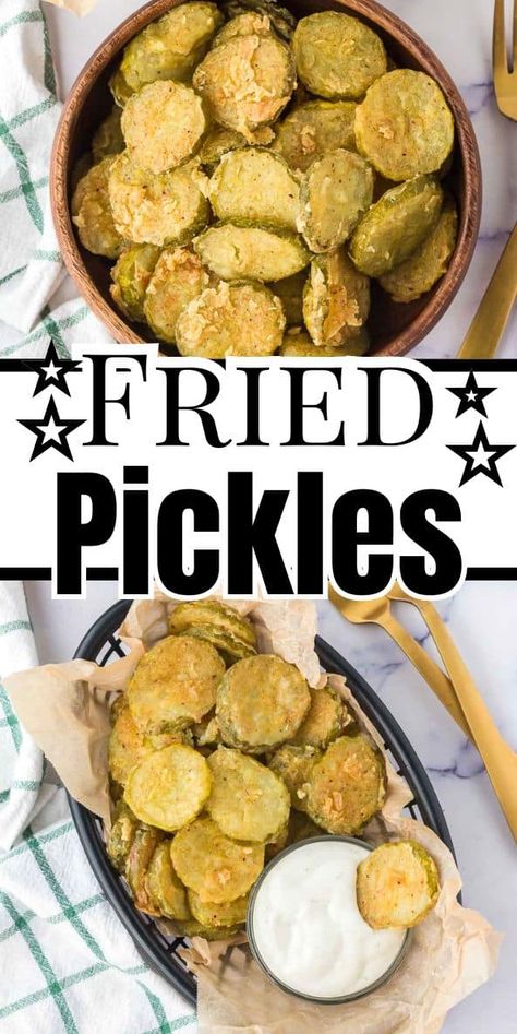 These fried pickles are so easy and they have the best flavor! Best Fried Pickles Recipe, Best Fried Pickles, Fried Dill Pickles, Deep Fried Pickles, Fried Pickles Recipe, Restaurant Style Recipes, Cheesy Hashbrowns, Dill Pickle Chips, Pickles Recipe