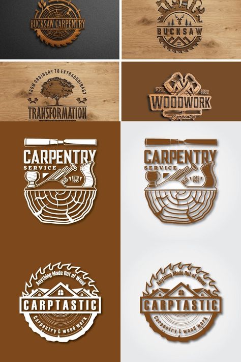 I will design carpentry woodwork and wood craft logo Carpentry Logo Design, Woodwork Logo, Wooden Logo, Carpentry Services, Ring Logo, Label Ideas, Wood Logo, Saw Wood, Mens Hairstyles Thick Hair