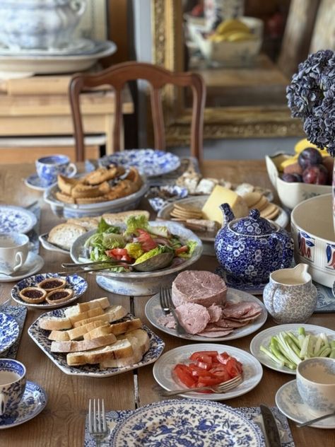 Mrs Hall's Yorkshire Dales High Tea - Lavender and Lovage Scottish Afternoon Tea, English Tea Shop, Tea Set Up, English Larder, High Tea Aesthetic, Afternoon Tea Party Ideas, Tea Time Aesthetic, Scones And Clotted Cream, Family Mission Statement