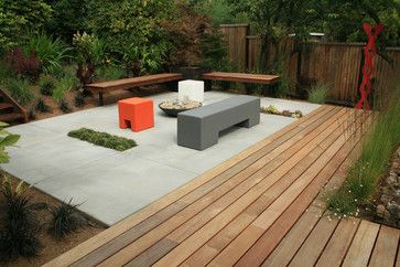 Outdoor Wood Decking, Concrete Backyard, Wood Decks, Concrete Patio Makeover, Concrete Deck, Cement Patio, Concrete Patio Designs, Patio Slabs, Wood And Concrete