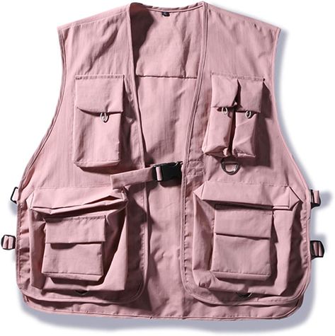 Hooever Womens Summer Outdoor Quick Dry Lightweight Safari Cargo Fishing Travel Vest (Pink, M) Vest Men Outfit, Farm Tips, Multi Pocket Vest, Safari Vest, Hiking Vest, Vest Outfits For Women, Travel Vest, Military Vest, Tactical Wear