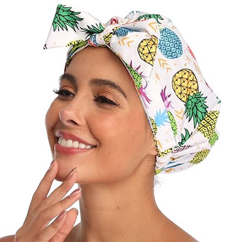 Hair Caps, Cap Cute, Bath Cap, Cute Pineapple, Blowout Hair, Shower Caps, Cap Designs, Shower Cap, Long Hair Women