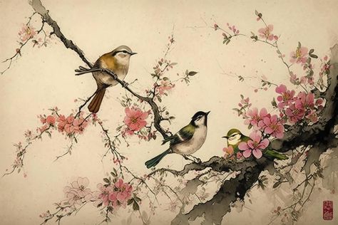 Chinese landscape painting cherry blossom print art, Japanese Painting Cherry Blossom, Ink winter sweet, Illustration, Watercolor Painting, Chinese Culture, Watercolor Paints, Generate Ai Japanese Cherry Blossom Watercolor, Japanese Painting Landscape, Chinese Blossom, Sketch Board, Cherry Blossom Watercolor, Sweet Illustration, Chinese Landscape Painting, Cherry Blossom Print, Chinese Landscape