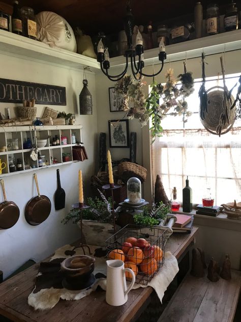 Outlander Kitchen Decor, Outlander Home Decor, Outlander Inspired Home Decor, Outlander Home Aesthetic, Outlander Aesthetic Home, Cottagecore Aesthetic Kitchen, Outlander Decor, Herbalist Kitchen, Outlander Kitchen