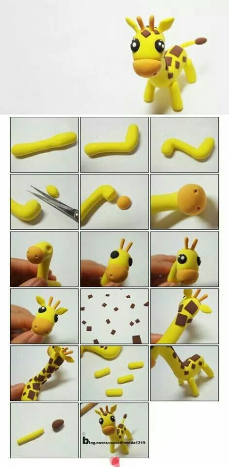 Jirafa Kue Fondant, Crea Fimo, Fondant Animals, Fondant Tutorial, Polymer Clay Animals, Fondant Figures, Clay Animals, Fimo Clay, Clay Figures