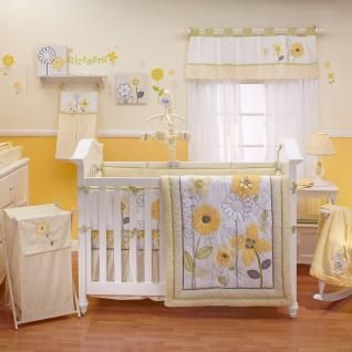 Yellow and White Flower Appliqued Nursery 8pc Baby Girl Bright Crib Sunflower Nursery, Girl Crib Bedding Sets, Girl Nursery Bedding, Baby Crib Bedding Sets, Yellow Nursery