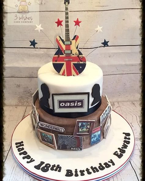 Oasis Birthday Cake, Oasis Cake, Beatles Cake, Music Cake, Guitar Cake, 40th Cake, Oasis Band, 18th Birthday Cake, Noel Gallagher